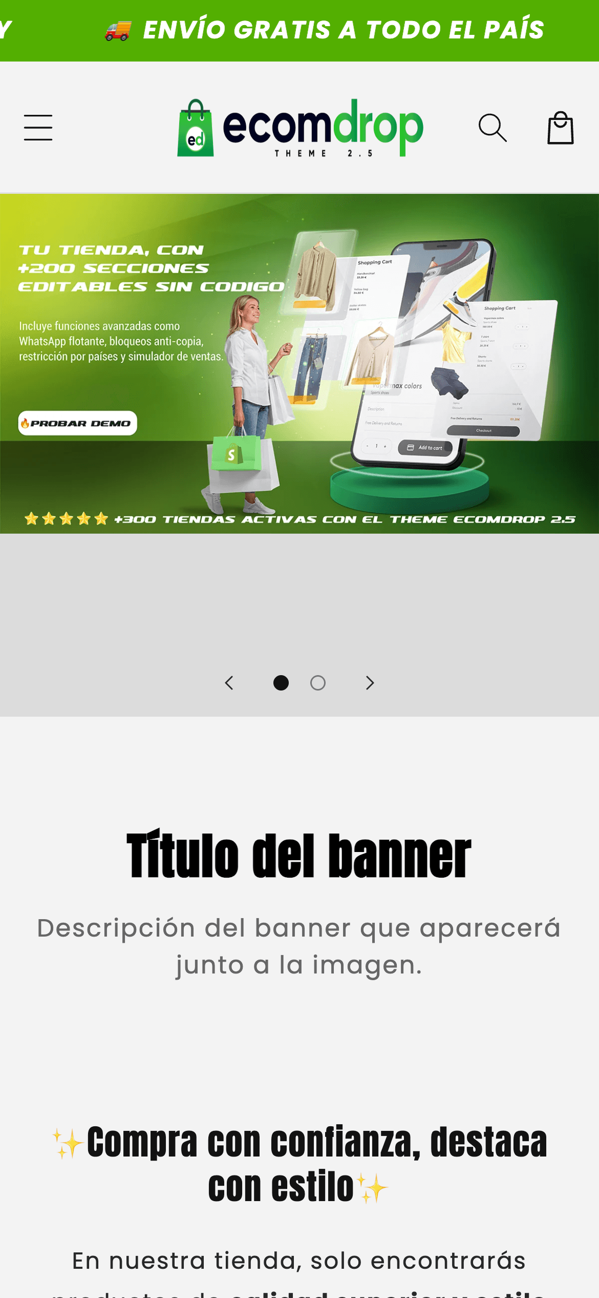 Theme Ecomdrop 2.5 en móvil